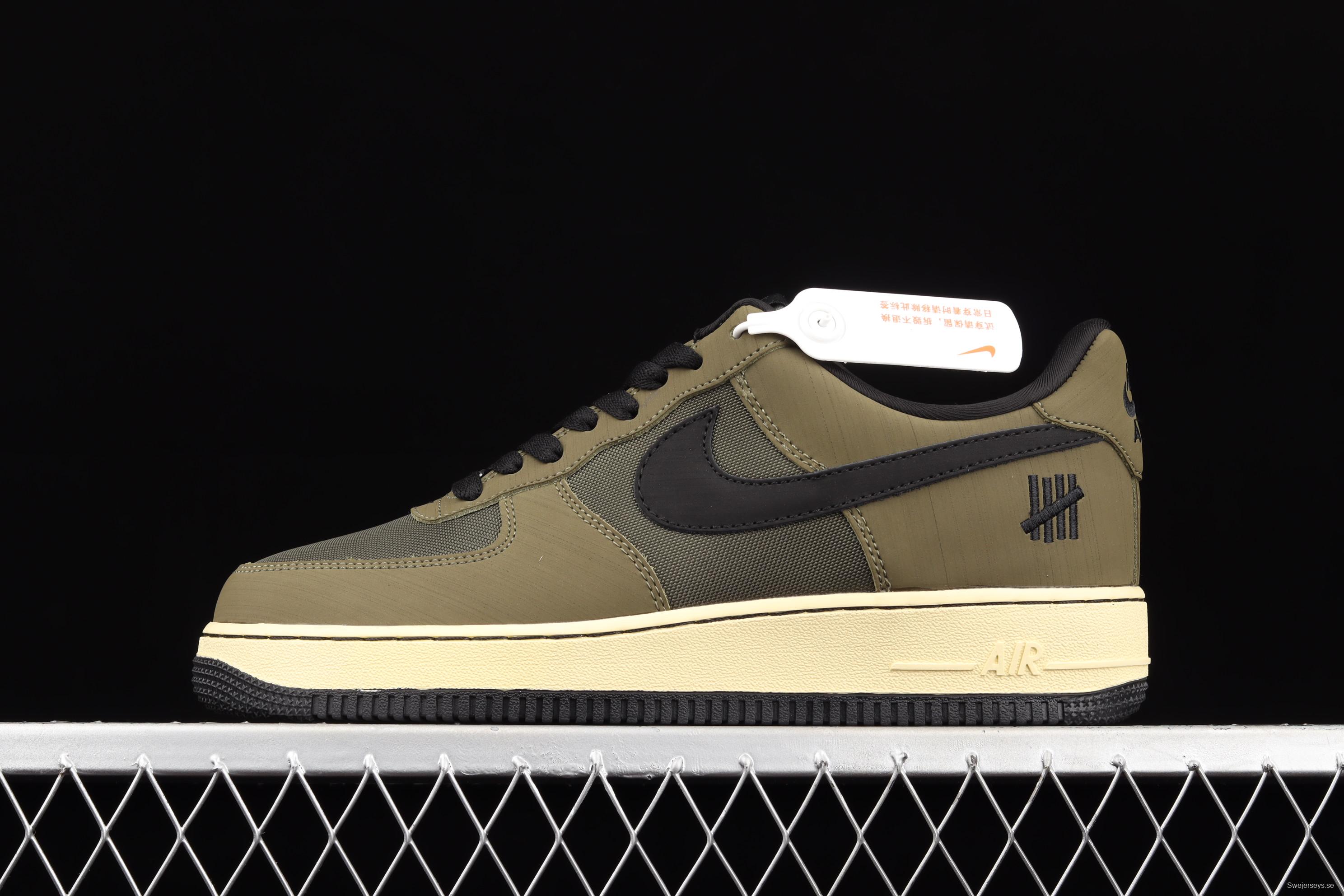 Undefeated x NIKE Air Force 1 Low SP Ballistic olive green sail leather splicing low-side leisure sports board shoes DH3064-300