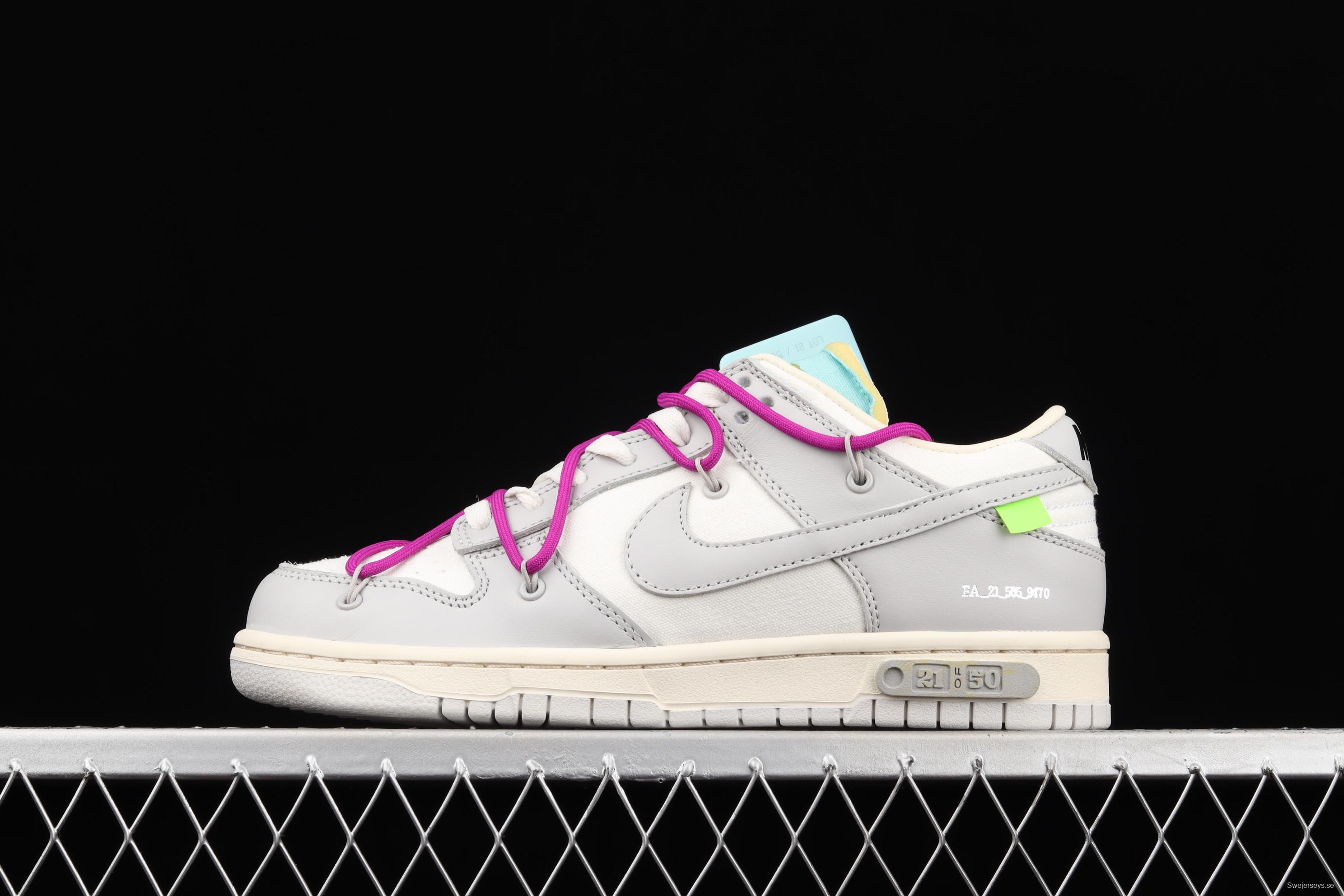 OFF-White x NIKE DUNK Low 04 of 50 OW white gray leisure sports skateboard shoes DM1602-100