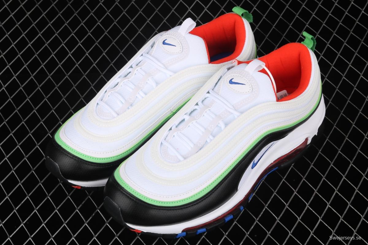 NIKE Air Max 97 black, white and green 3M reflective bullet air cushion running shoes 921522-105