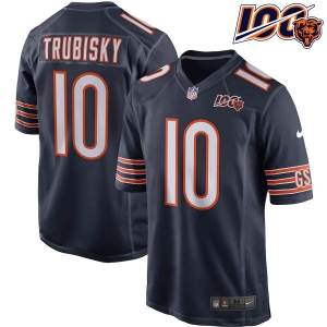 Men's Mitchell Trubisky Navy 100th Season Player Limited Team Jersey