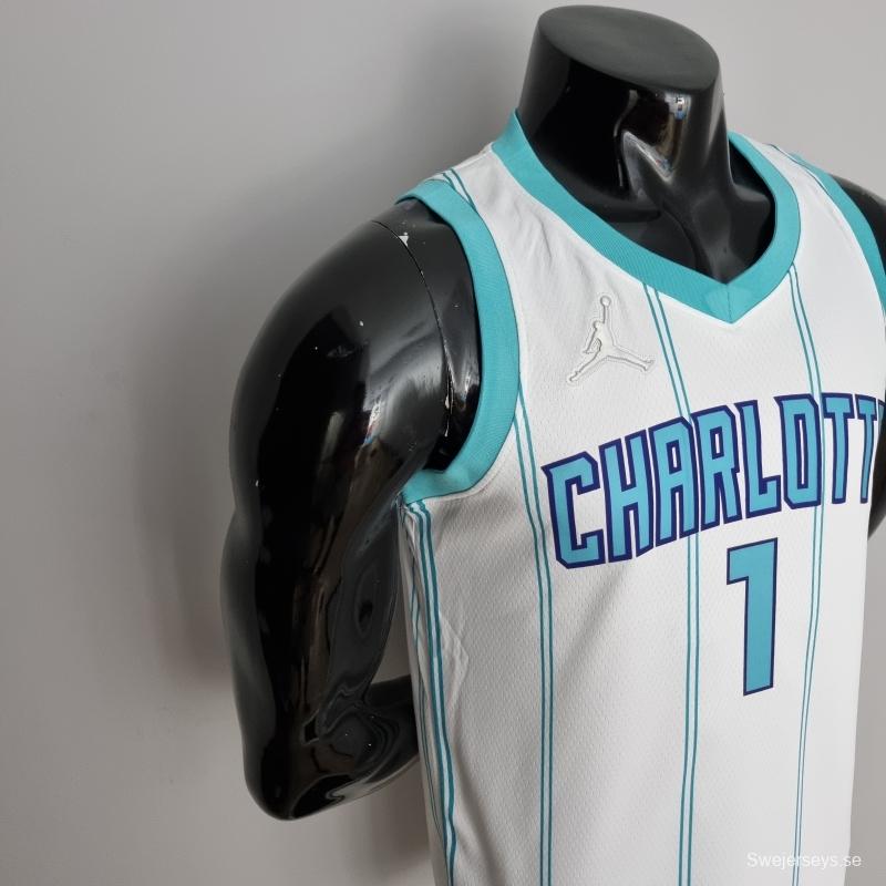 75th Anniversary BALL #1 Charlotte Hornets White NBA Jersey