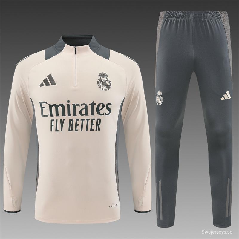 24/25 Real Madrid Khaki Half Zipper Jacket+Long Pants